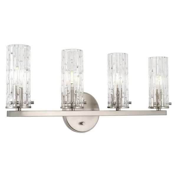 Kira Home Ophelia 21.75 in. 4-Lights Brushed Nickel Modern Bathroom Vanity Light