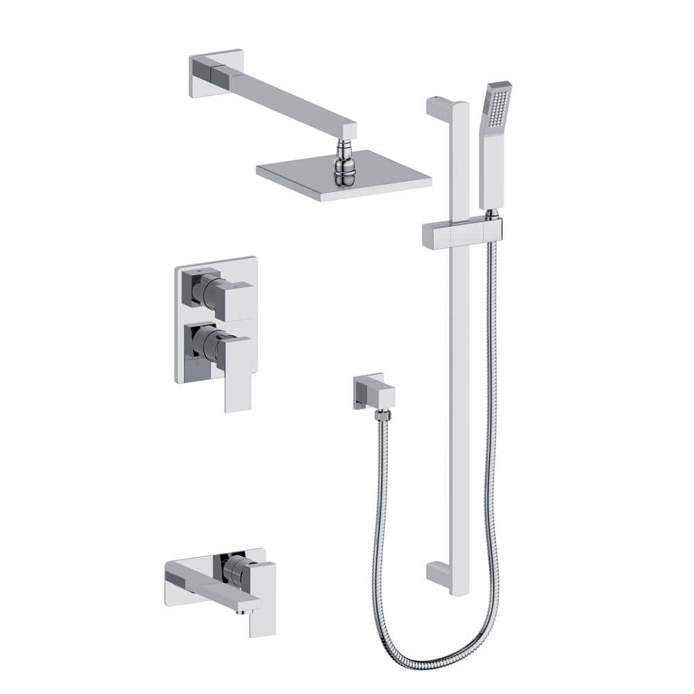 Chrome Adjustable Multi-head Square Shower System with Filter