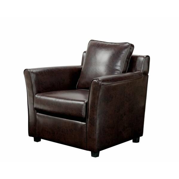 Furniture of America Beltram Brown Leather Accent Arm Chair