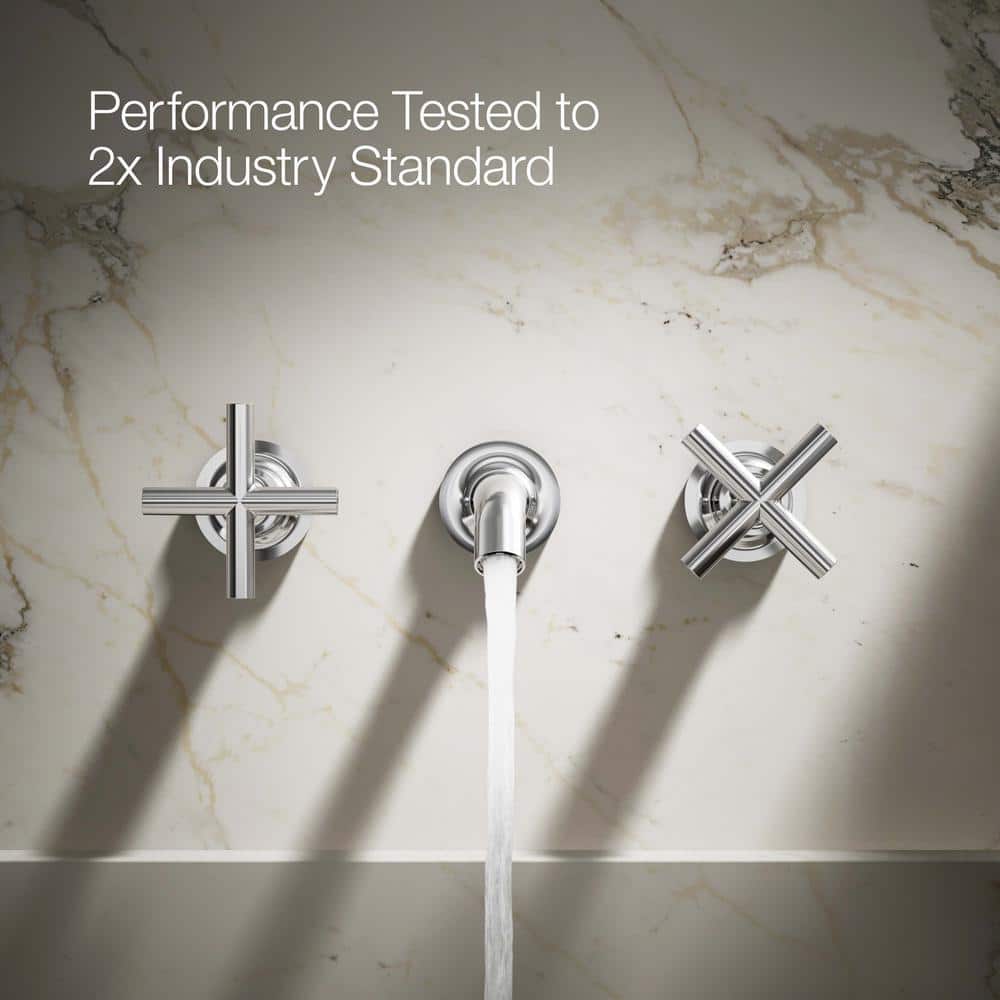 Polished Chrome Wall-Mounted Double Handle Faucet