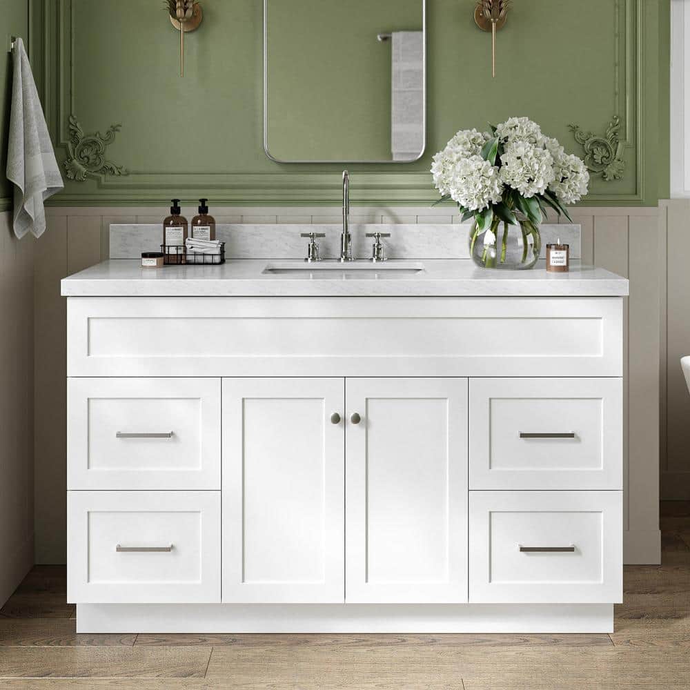 Hamlet 55" White Marble Top Freestanding Single Vanity