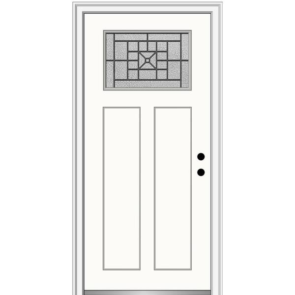 MMI Door 36 in. x 80 in. Courtyard Left-Hand 1-Lite Decorative Craftsman 2-Panel Painted Fiberglass Smooth Prehung Front Door