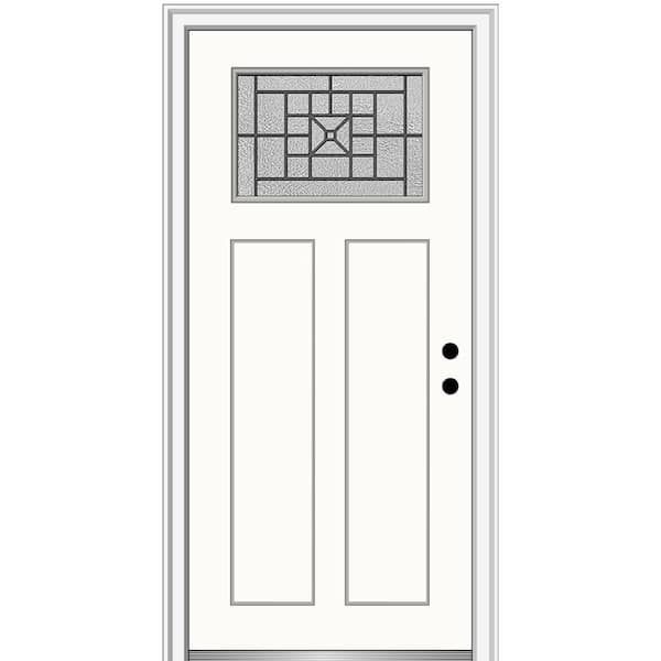 MMI Door 32 in. x 80 in. Courtyard Left-Hand 1-Lite Decorative Craftsman 2-Panel Painted Fiberglass Smooth Prehung Front Door