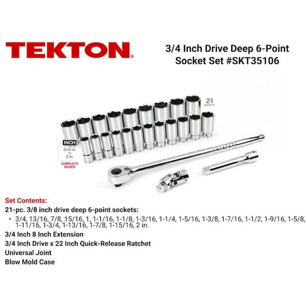 3/4 in. Drive Deep 6-Point Socket and Ratchet Set 3/4 in. to 2 in. (25-Piece)