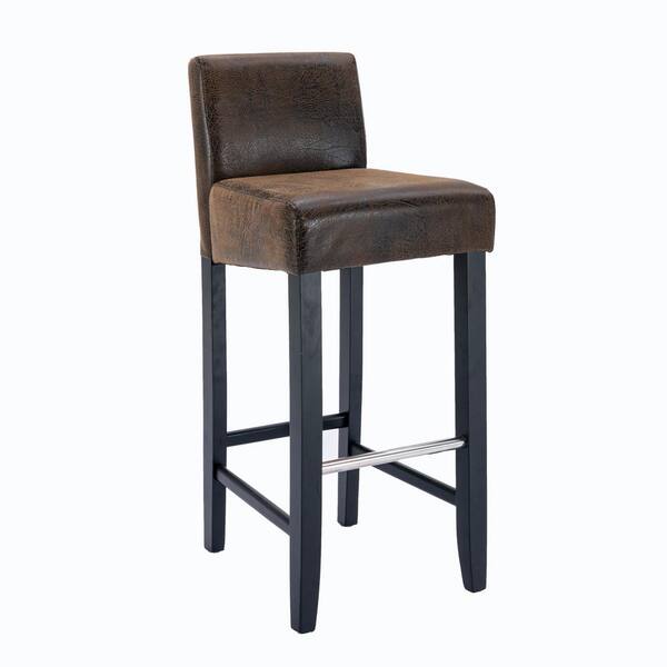 H Brown Leather Bar Stools, Brown Leather Bar Stool Wooden Legs