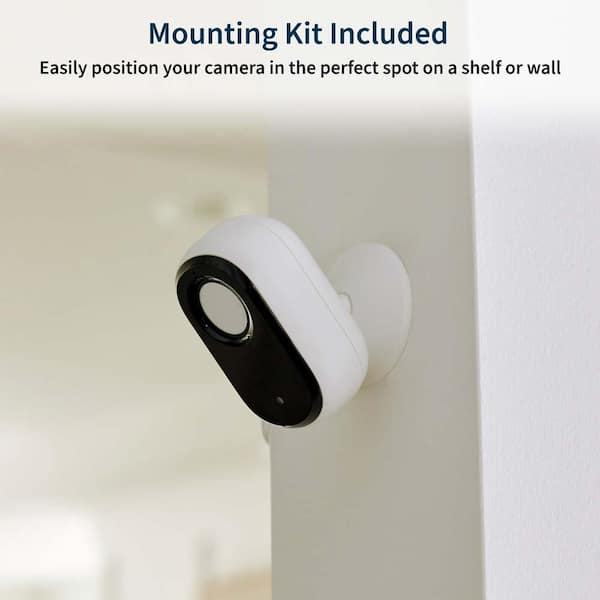 Arlo Essential Wireless Indoor Security Camera 2K (2nd Gen) with Privacy Shield, Night Vision, and Integrated Siren - White