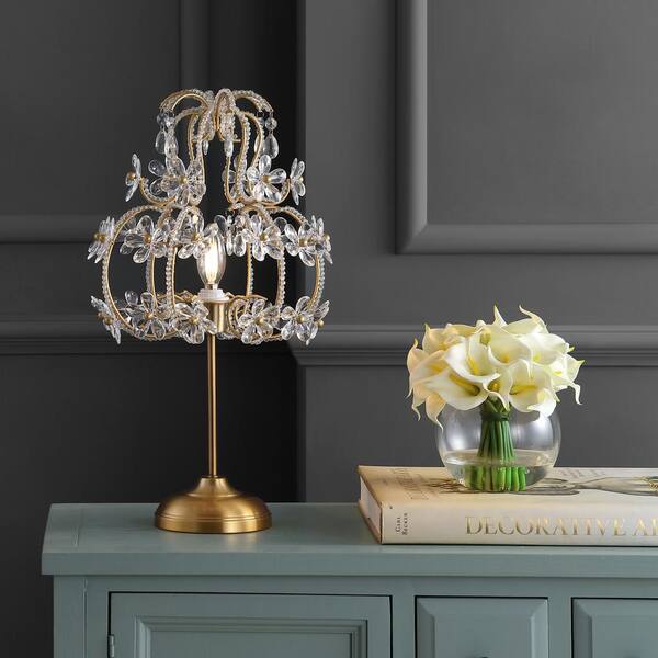 Small Decorative Table Lamp In Premium Floral Brass