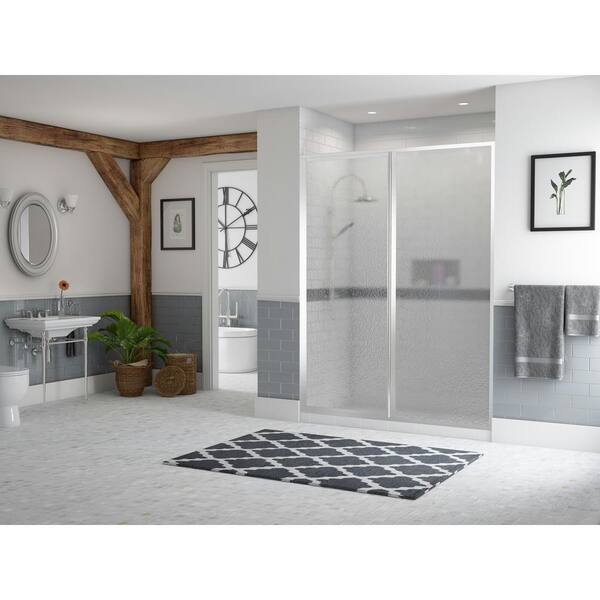 Coastal Shower Doors Legend Series 36 in. x 66 in. Framed Hinge Swing Shower Door with Inline Panel in Platinum with Obscure Glass