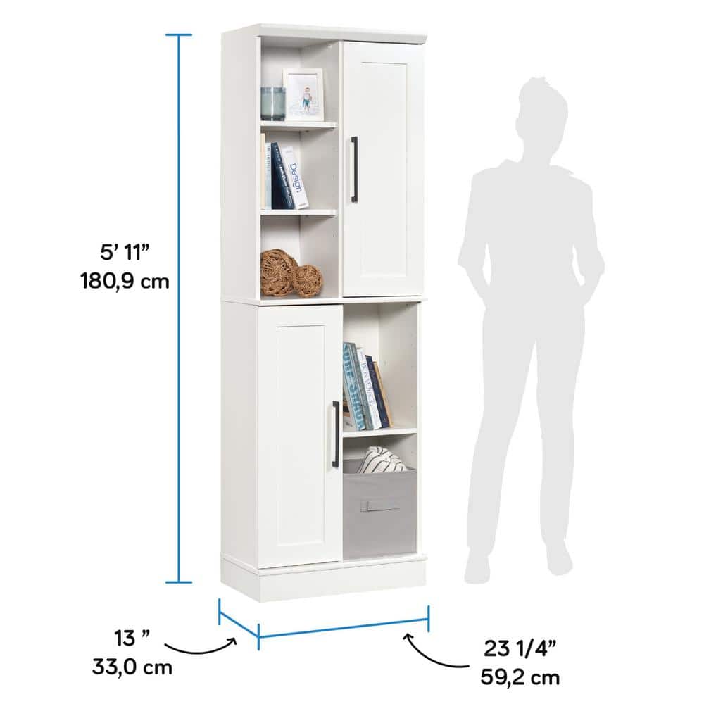 Soft White Adjustable Shelves 2-Door Storage Cabinet
