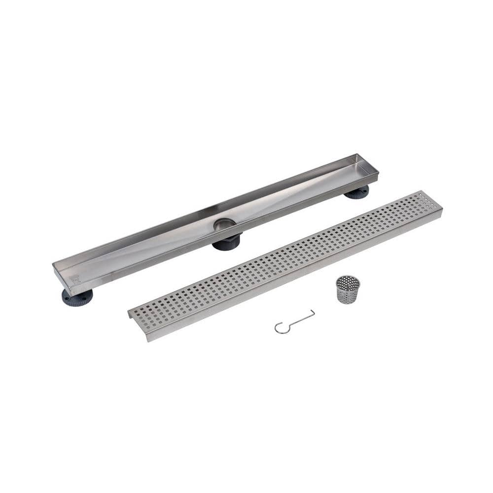28" Stainless Steel Linear Shower Drain with Square Grate