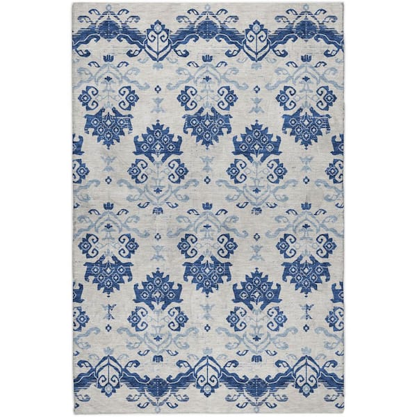 Dream Shag Premium Machine Washable Abstract ADS759 Navy 5 ft. x 7 ft. 6 in. Area Rug