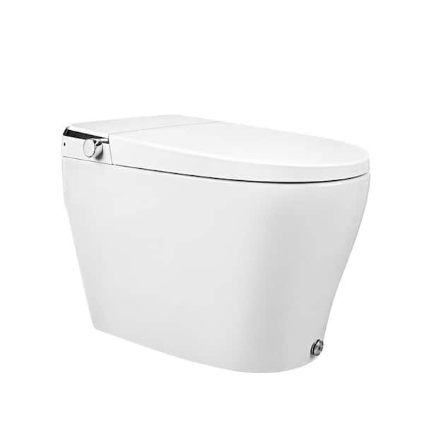 Elongated Smart Toilet Bidet in White with Remote, Blackout Flush, Off-Seat Auto Flush, Heated Seat and Warm Air Dryer