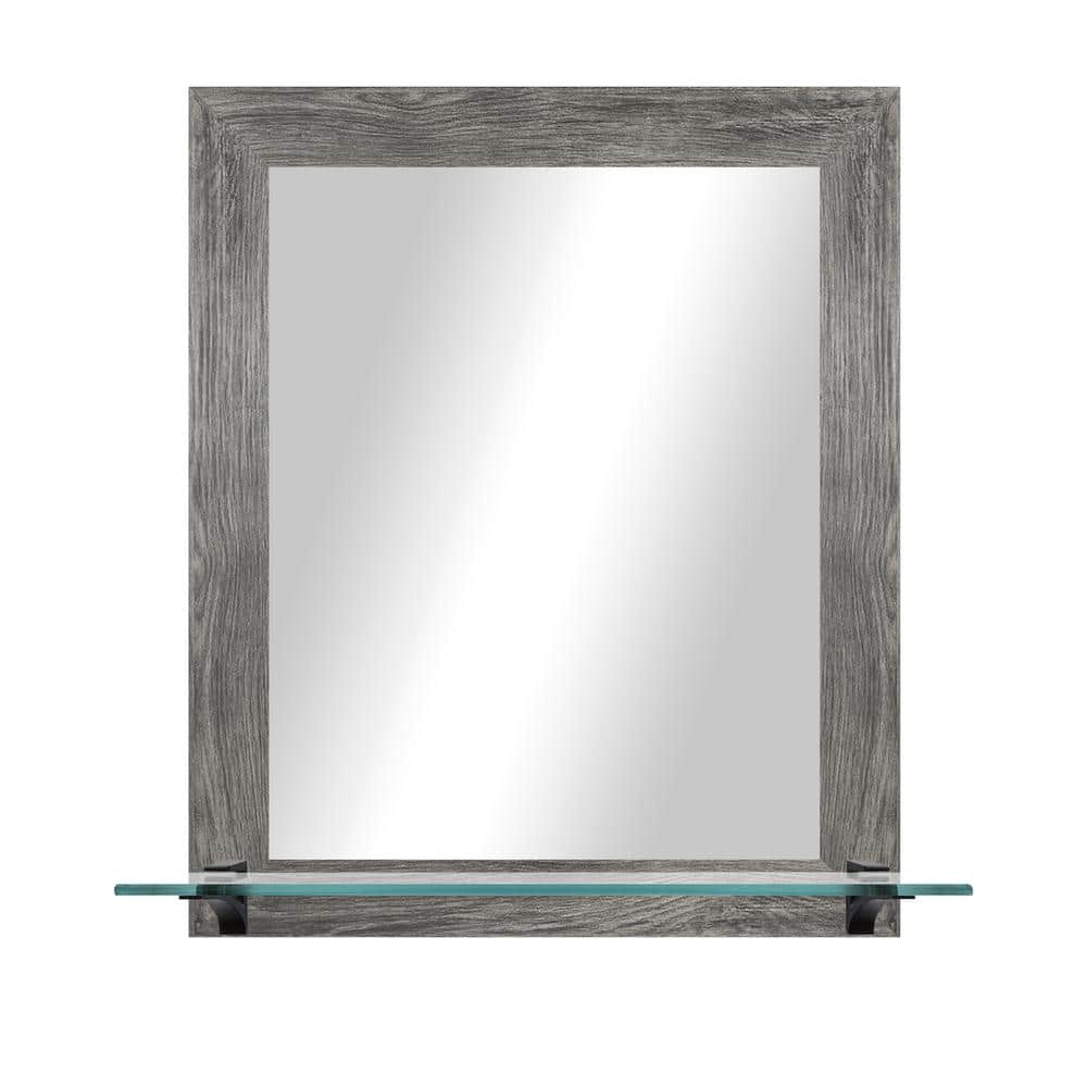 21.5 in. W x 25.5 in. H Rectangle Grey Vertical Framed Mirror With Tempered