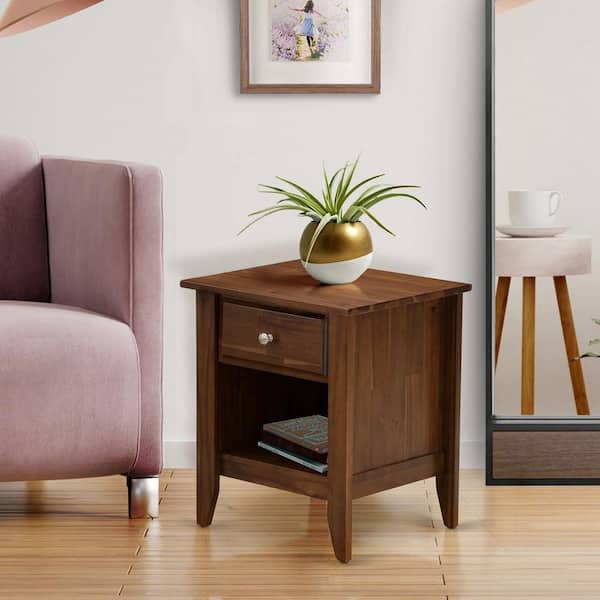 HOME IMPORTS EMPORIUM Antique Walnut Finish 1-Drawer Rectangle Nightstand 18 in. x 21 in.