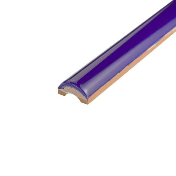 Bordon Moldura Azul 1 in. x 7-7/8 in. Glossy Ceramic Wall Tile Trim