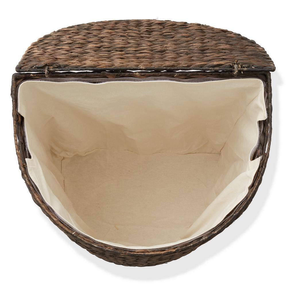 Espresso Wicker Half-Moon Laundry Hamper with Lid