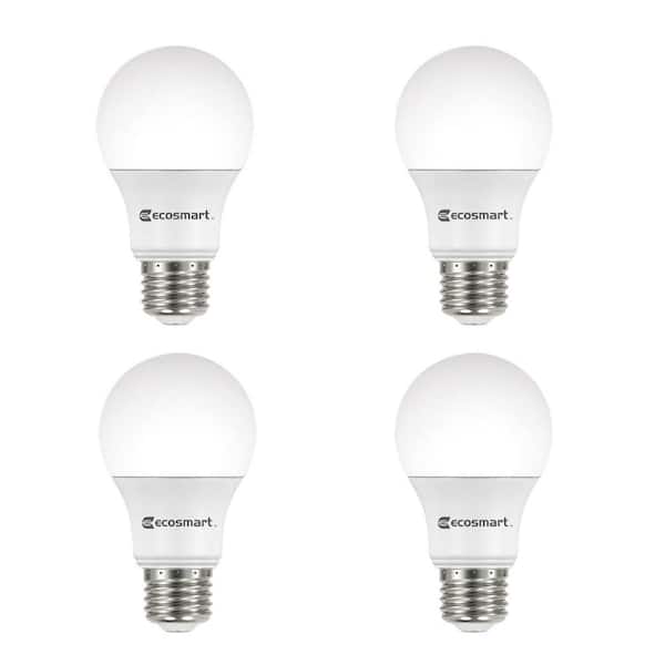 EcoSmart 60-Watt Equivalent A19 Dimmable Energy Star LED Light Bulb Bright White (4-Pack)