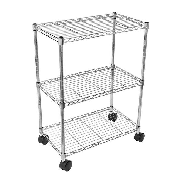 Tidoin 13 in. x 23 in. x 37 in. Silver Heavy Duty Metal Garage Shelves with Detachable Wheels