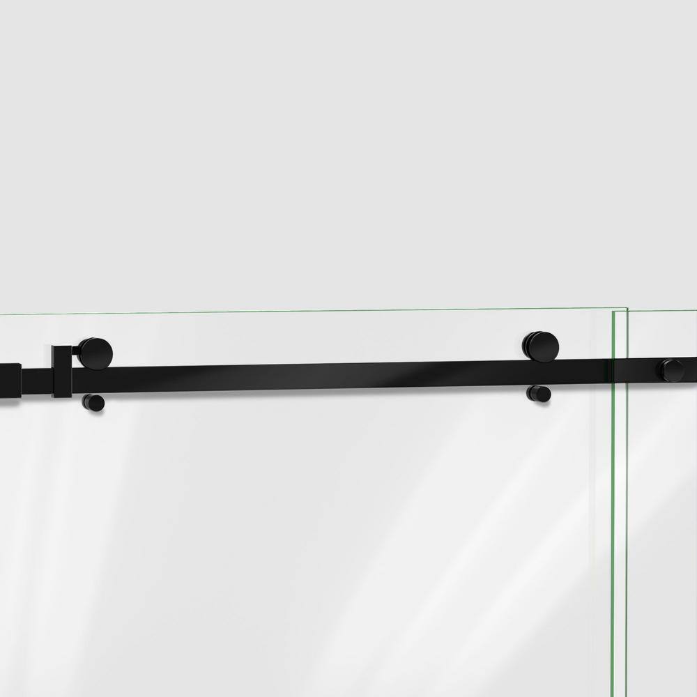 Matte Black Frameless Sliding Tub Door with Clear Glass