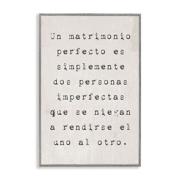 Stupell Industries A Perfect Marriage by Lil' Rue Gray Framed Typography Giclee Art Print 30 in. x 20 in.