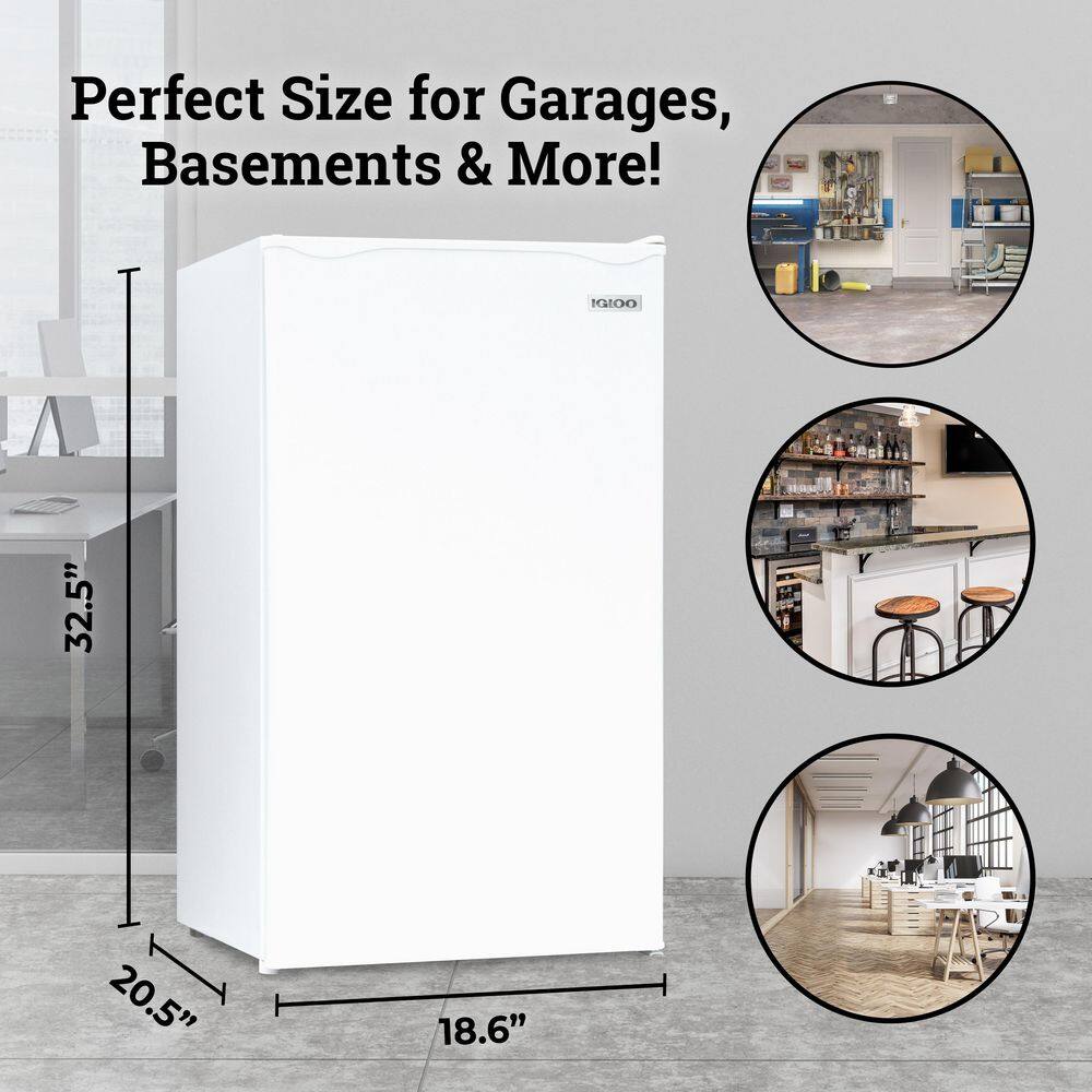 Compact White Freestanding Refrigerator with Glass Shelves