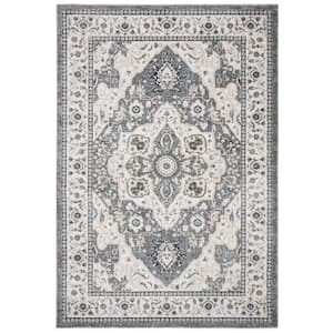 Isabella Gray/Cream 8 ft. x 10 ft. Medallion Border Area Rug