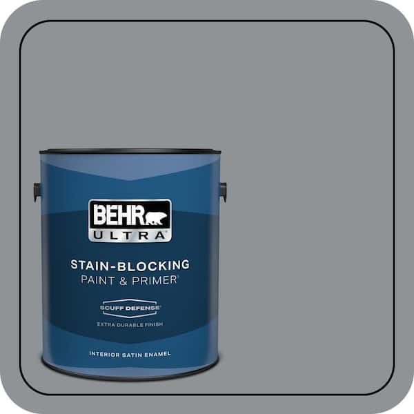 BEHR ULTRA 1 gal. #PPU26-05 Flint Gray Extra Durable Satin Enamel Interior Paint & Primer