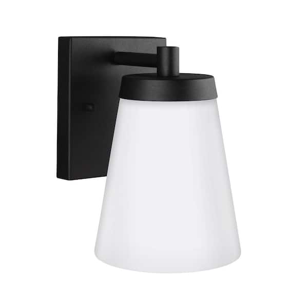Generation Lighting Renville 1-Light Black Outdoor 7.375 in. Wall Lantern Sconce