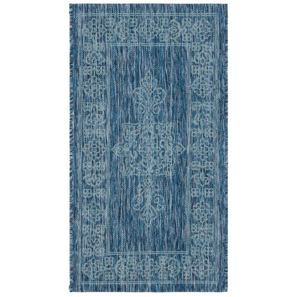 Courtyard Navy/Ivory 2 ft. x 4 ft. Border Medallion Indoor/Outdoor Area Rug price history on PriceWatchPro
