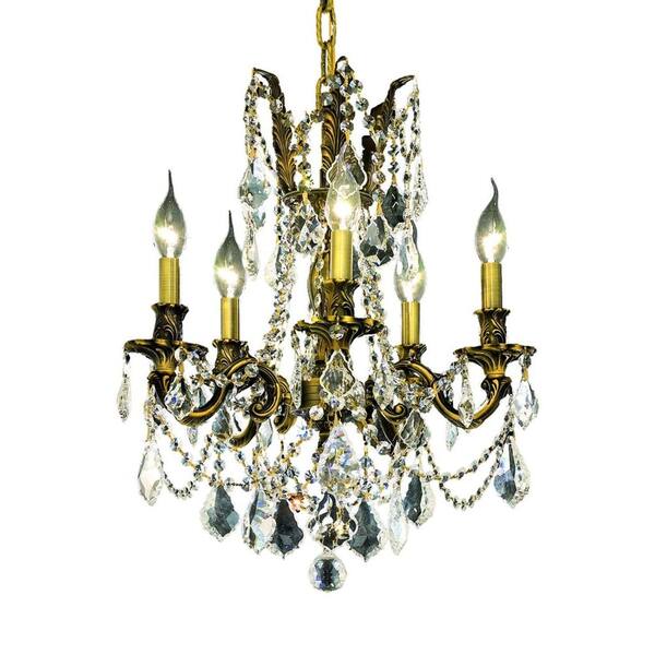 Elegant Lighting 5-Light Antique Bronze Chandelier with Clear Crystal