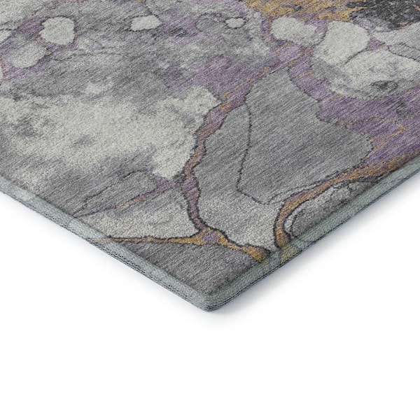 Mayfield Premium Machine Washable Abstract AMF1909 Lavender 3 ft. x 4 ft. Area Rug