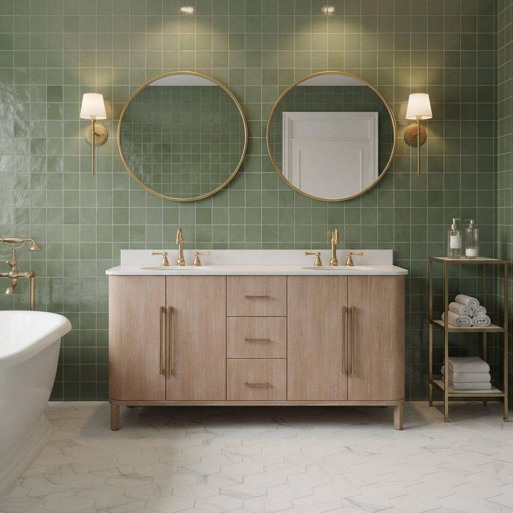 Cirilla 72 in. Double Sinks Freestanding Toffee Latte Bath Vanity with Whitebrook Engineered Marble Top Assembled price history on PriceWatchPro