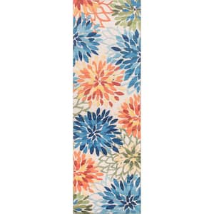 Rosana Machine Washable Multicolor 2 ft. x 8 ft. Floral Indoor/Outdoor Runner Rug