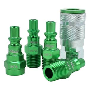 ColorFit by Milton Coupler & Plug Kit - (A-Style, Green) - 1/4 in. NPT, (5-Piece)