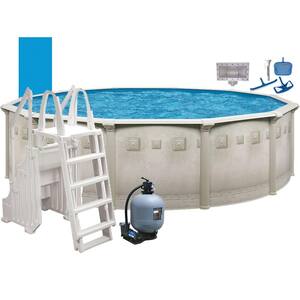 Palisades 18 ft. Round 52 in. D Metal Wall Above Ground Hard Side Pool Package with Entry Step System
