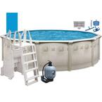 Palisades 21 ft. Round 52 in. D Metal Wall Above Ground Hard Side Pool Package with Entry Step System