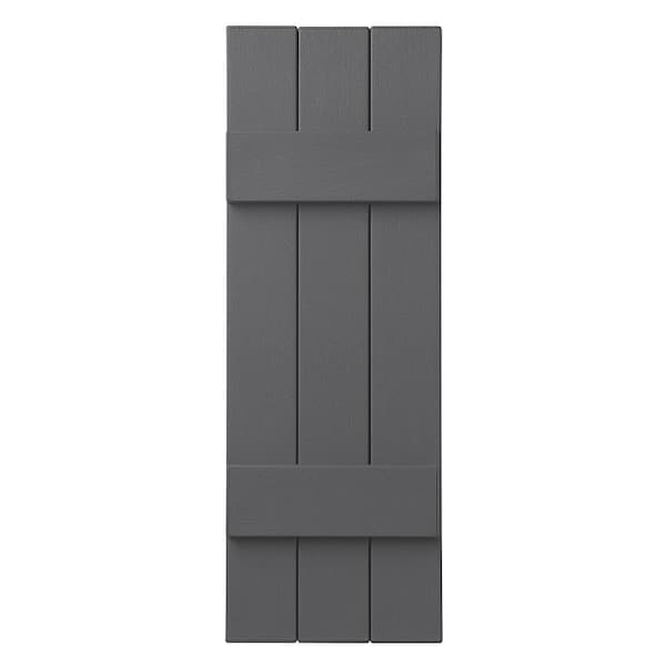 Ply Gem 11 in. x 43 in. Polypropylene Plastic 3-Board Closed Board and Batten Shutters Pair in Gray
