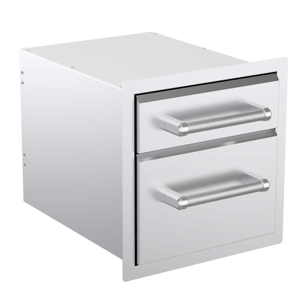 Stainless Steel Vertical Double Drawer Outdoor Kitchen Unit