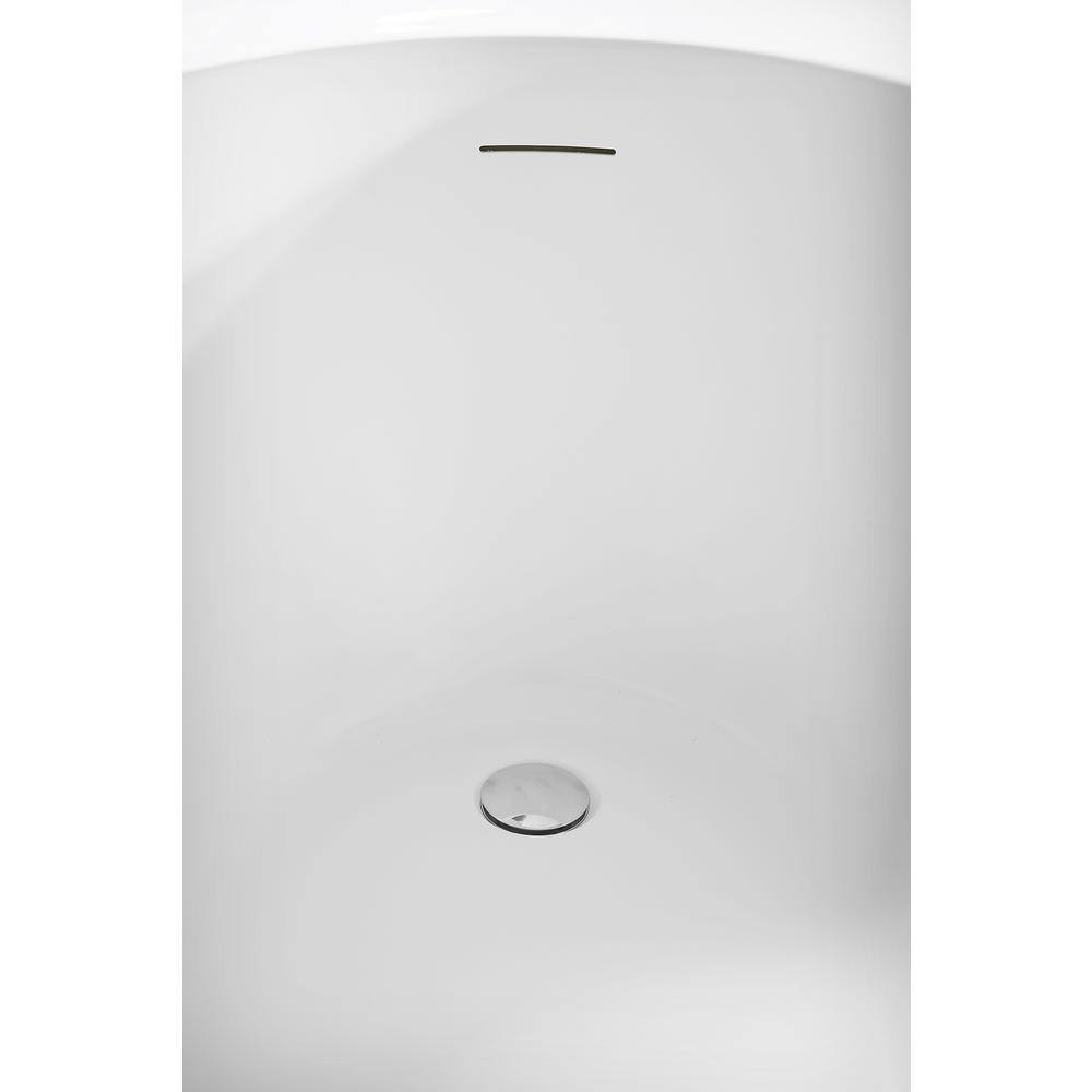 67" Glossy White Acrylic Freestanding Soaking Tub with Tray
