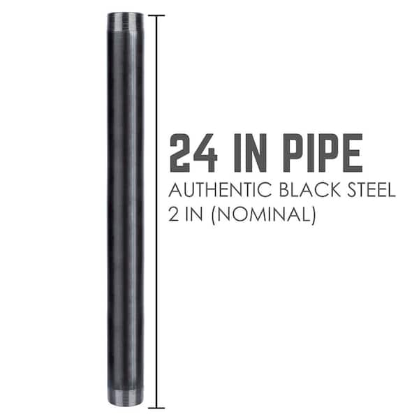 2 in. x 24 in. Industrial Steel Grey Plumbing Pipe in Black (2-Pack) 2 in. x 24 in. Industrial Steel Grey Plumbing Pipe in Black (2-Pack)