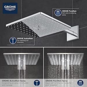 Rainshower 310 SmartActive 2-Spray Patterns 12 in. Wall Mount Square Fixed Shower Head in Chrome