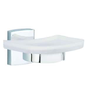 Klaam Wall Mount Soap Dish Holder with Frosted Glass in Chrome