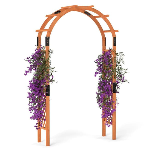 7.7 ft. Garden Arch Wooden Arbor Outdoor Wood Trellis for Climbing Plants