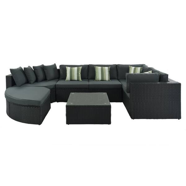 rattan angled corner sofa