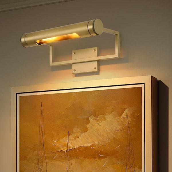 18 in. 2-Light Dimmable LED Hardwired Brass Picture Light, Bathroom Vanity Light, for Painting Display Artwork Portrait