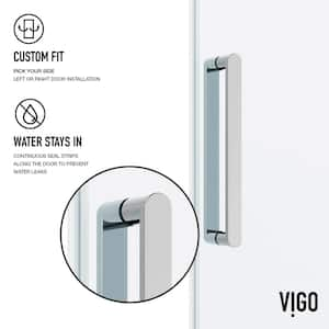 Elan 56 to 60 in. W x 76 in. H Frameless Sliding Shower Door VMotion in Chrome Clear Glass