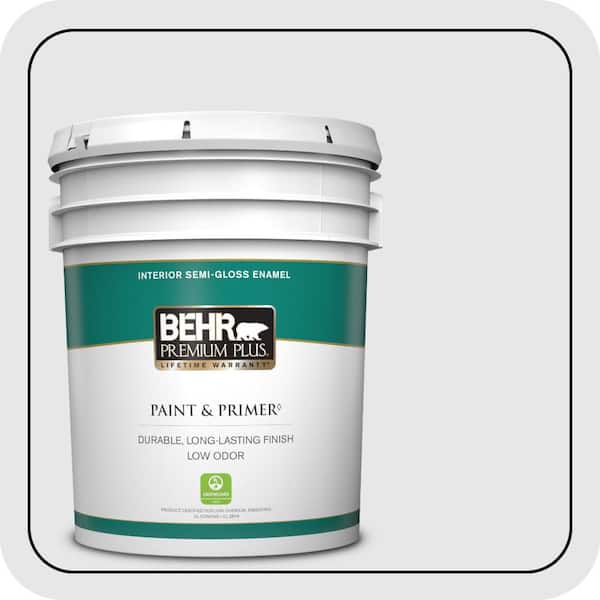 BEHR PREMIUM PLUS 5 gal. #PR-W09 Nimbus Cloud Semi-Gloss Enamel Low Odor Interior Paint & Primer