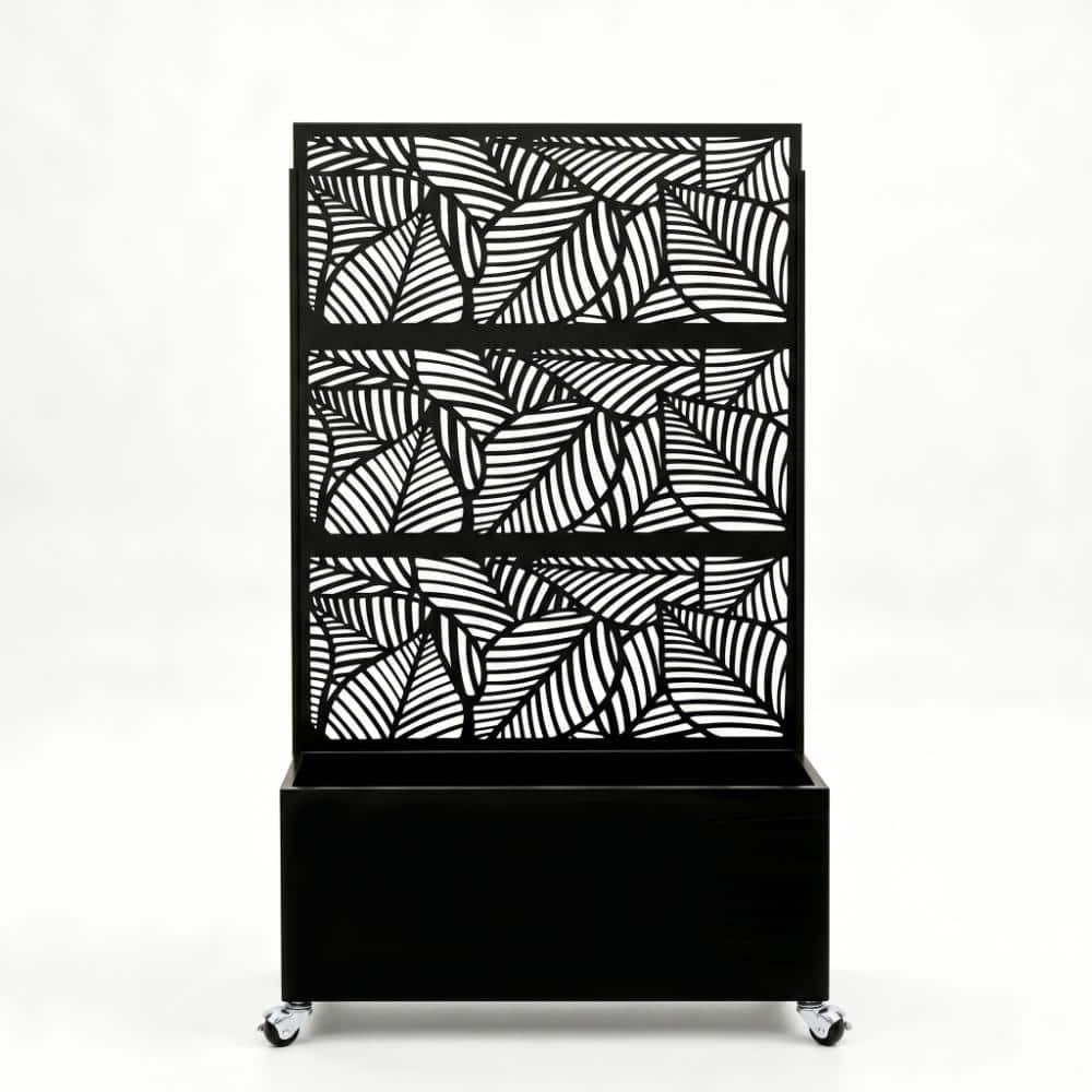 Avex Black Metal Rectangular Freestanding Fence Raised Planter Box with Leaf Pattern Decorative Privacy Screen price history on PriceWatchPro