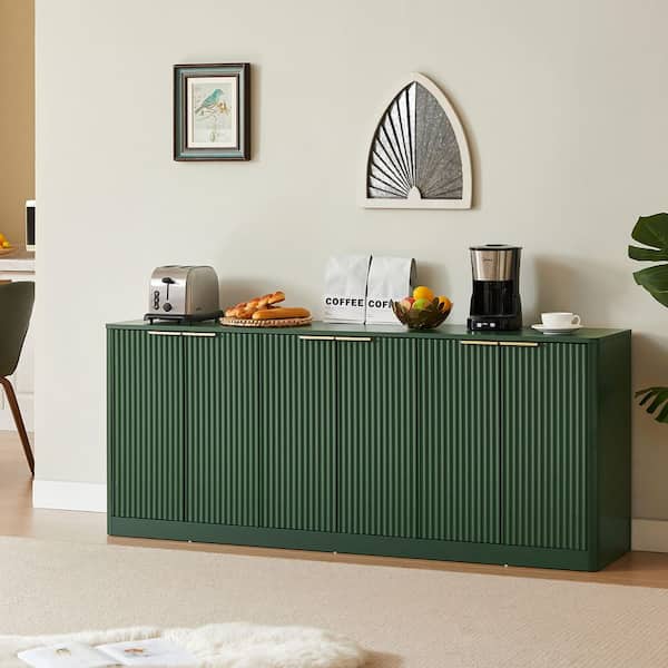 67 in. W Green MDF Buffet /TV Stand with 6-Doors for Living Room, Kitchen, or Entryway
