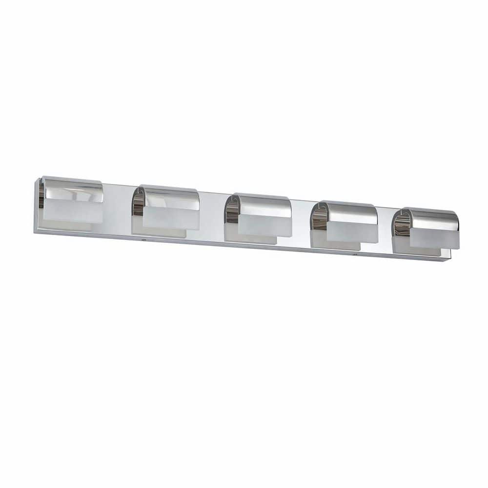 38 in. 5-Light Chrome Dimmable LED Bathroom Vanity Light, Wall Lighting for Mirror Shower and Bathroom price history on PriceWatchPro